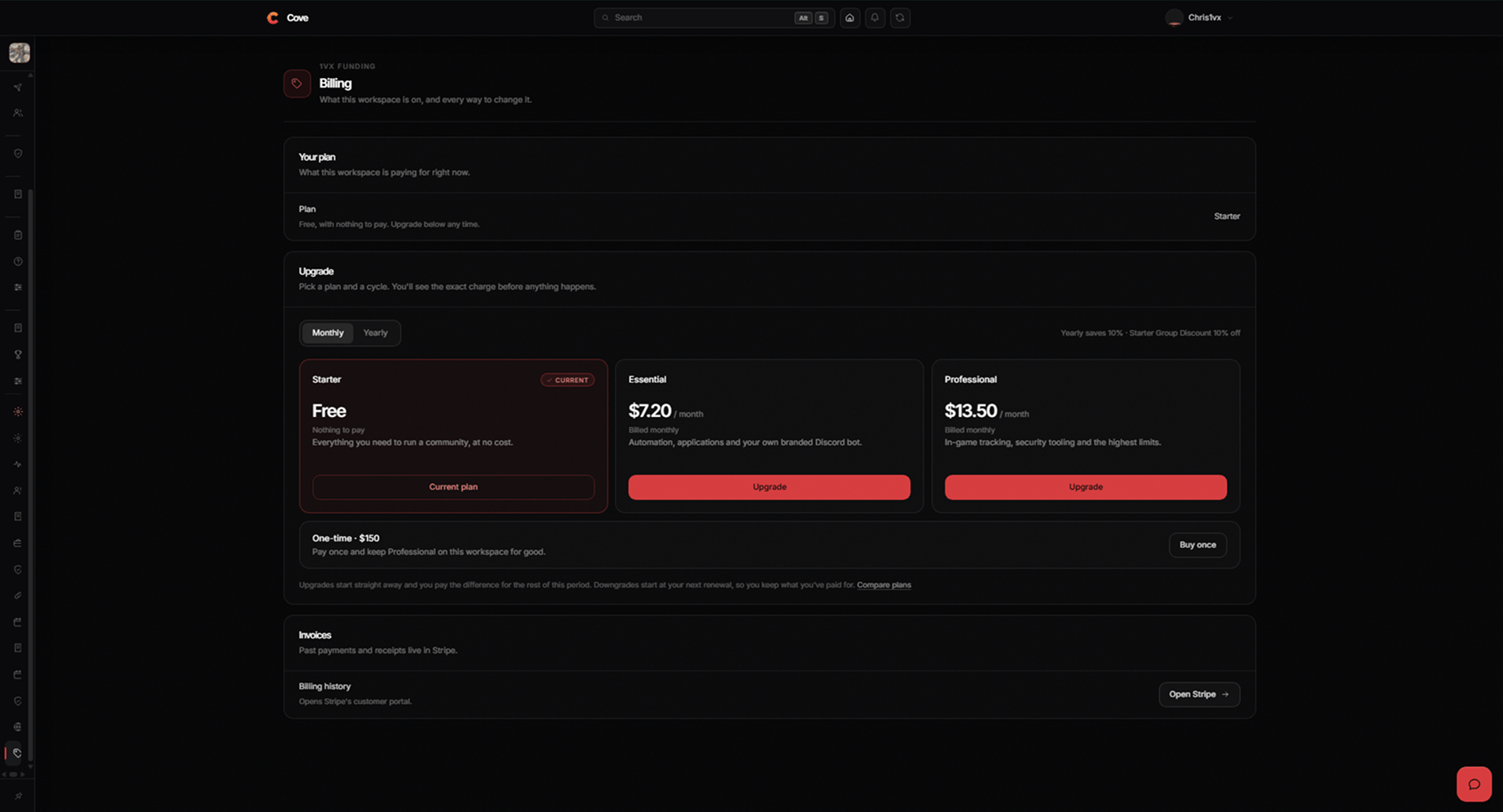 Settings β Billing