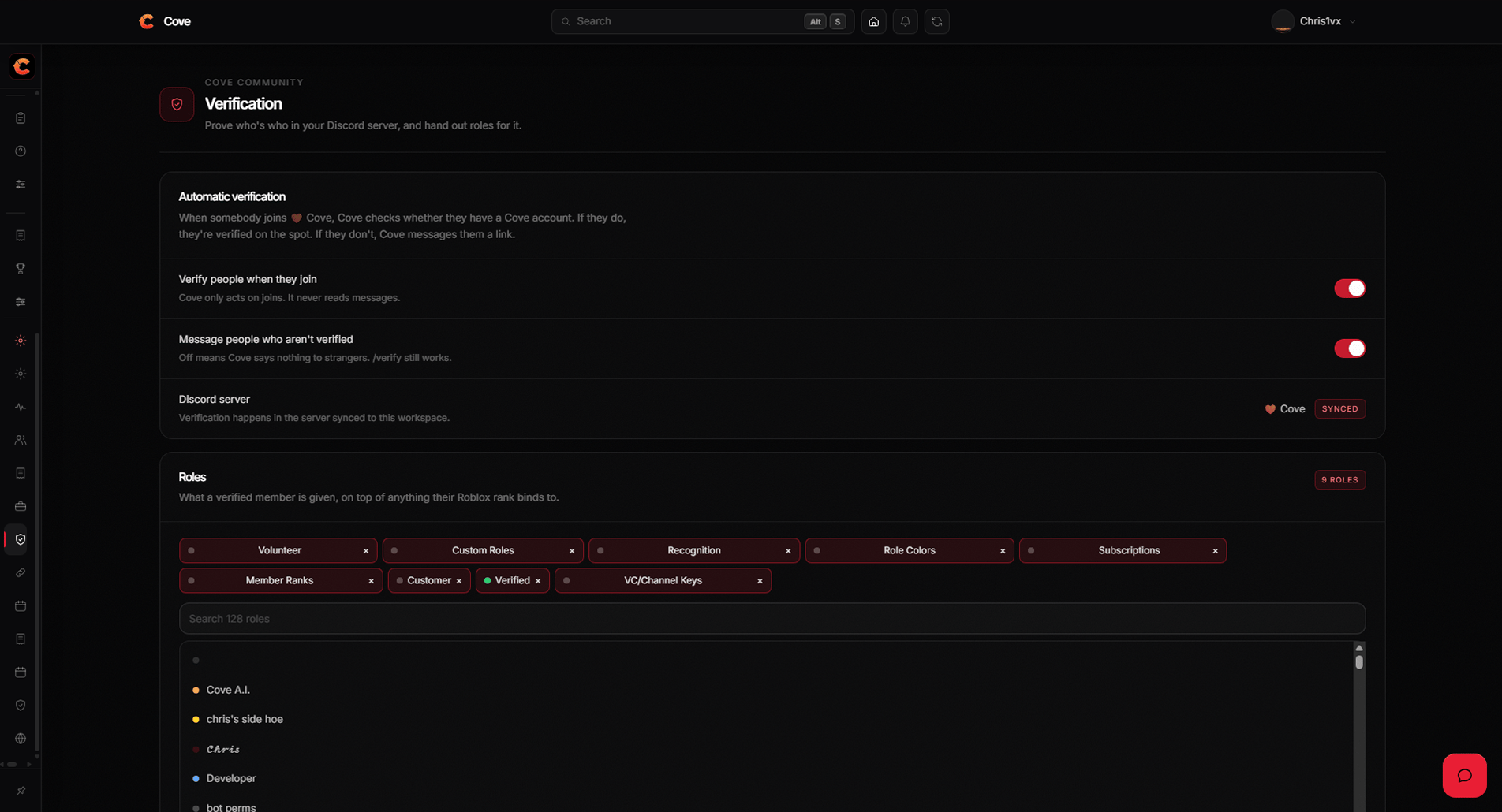 Settings → Verification
