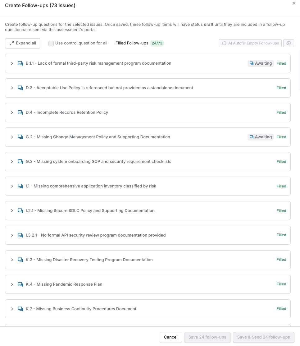 Draft follow-up with AI autofill