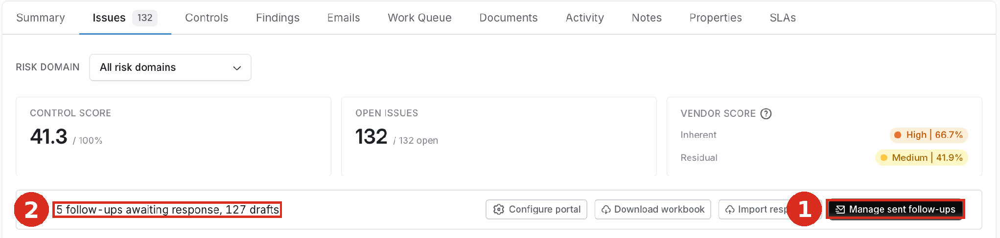 Follow-up bar showing drafts waiting to send