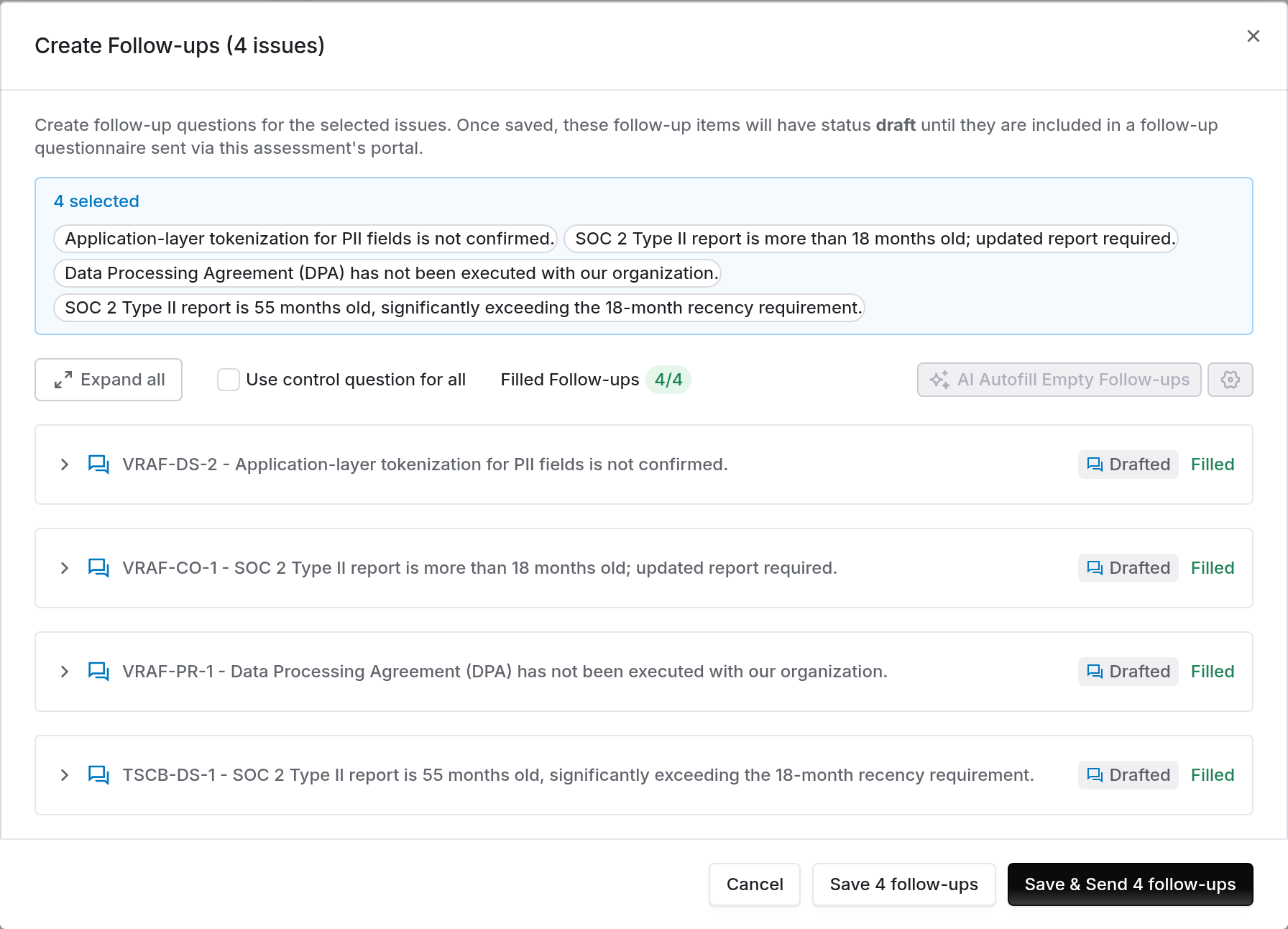 Draft follow-up with AI autofill