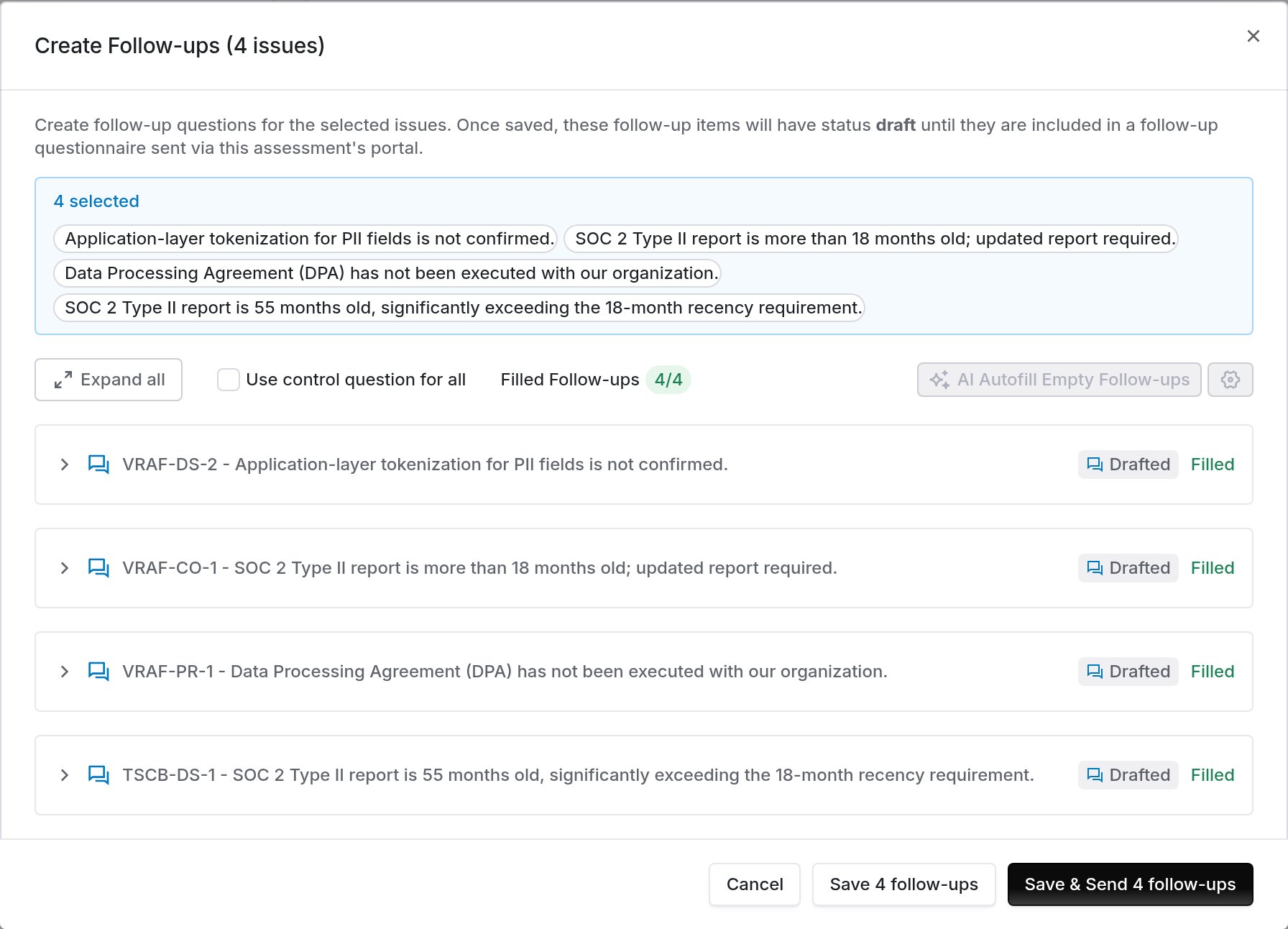 Draft follow-up with AI autofill