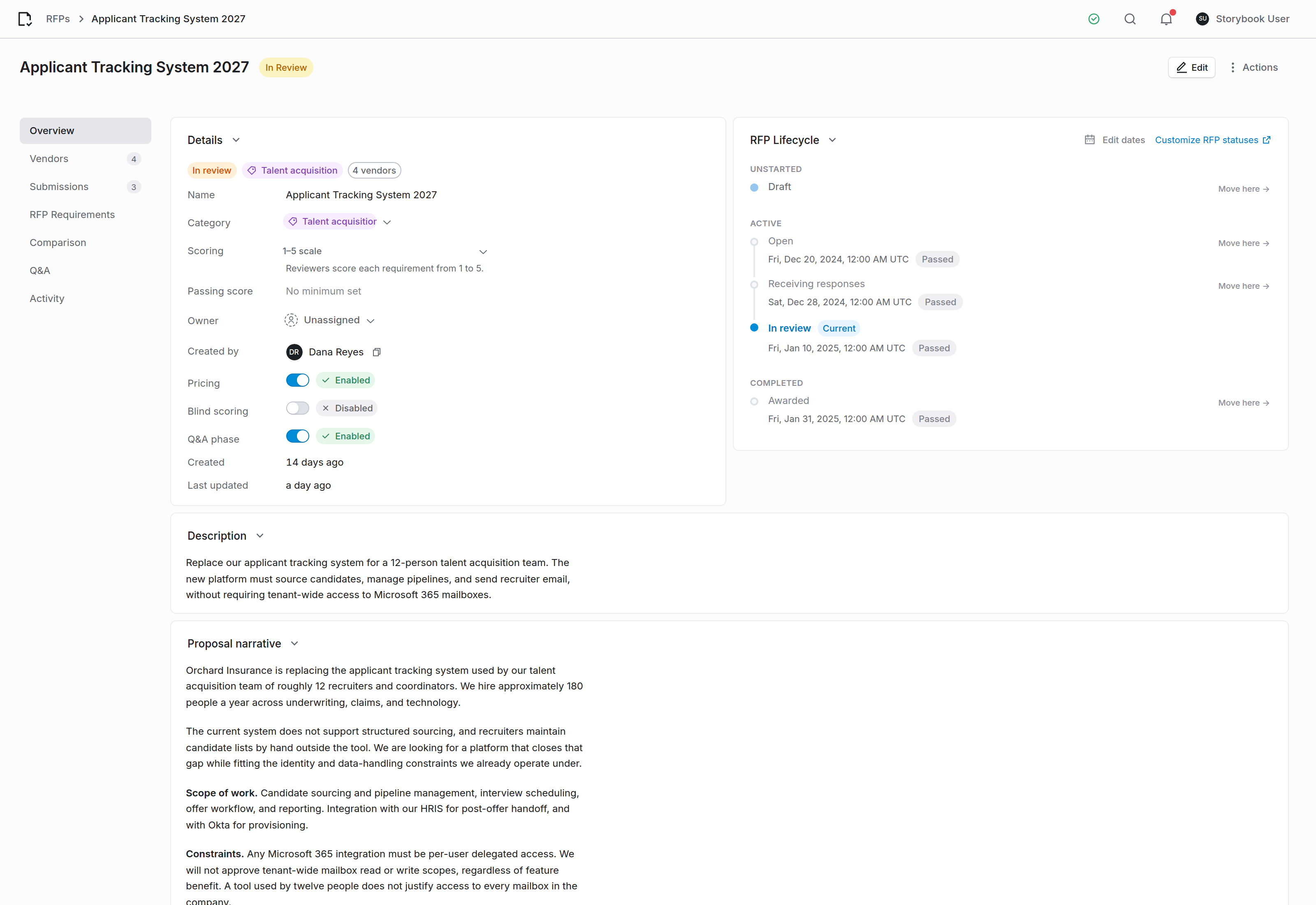 The RFP overview section