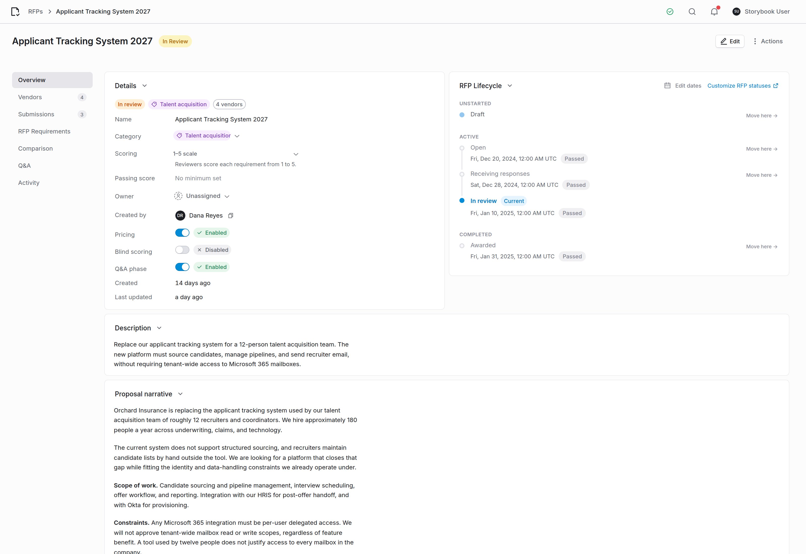 The RFP overview section