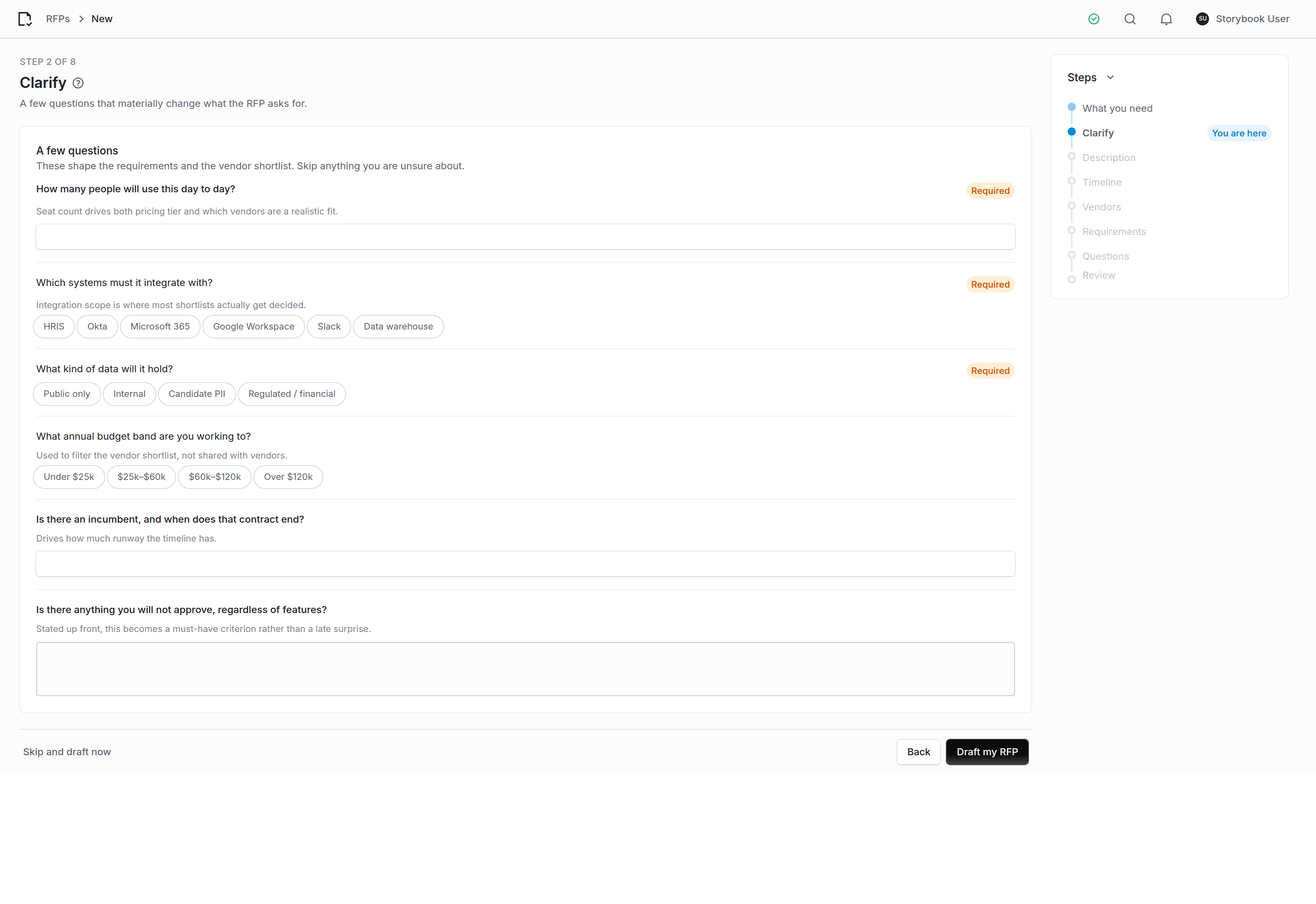 Generated intake questions