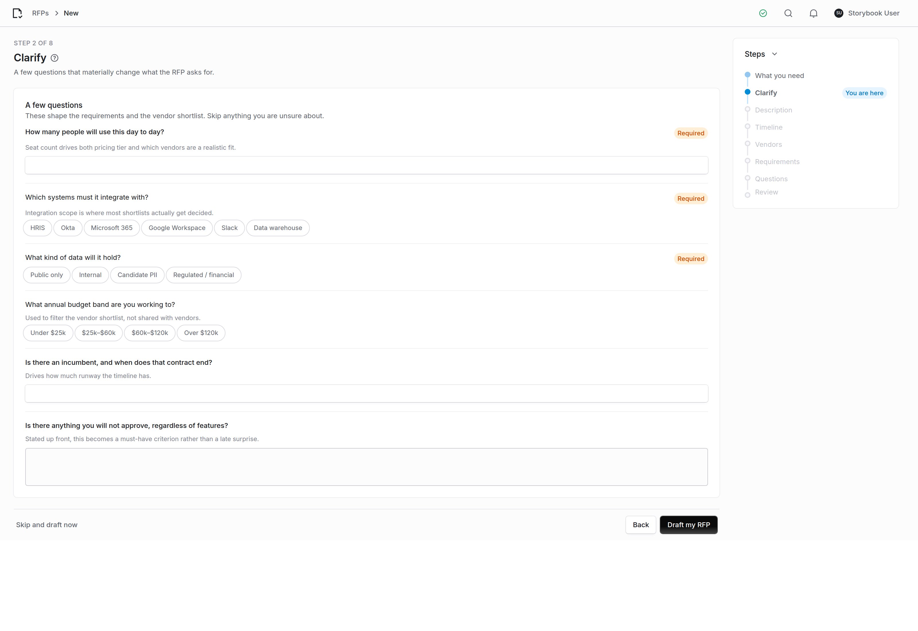Generated intake questions