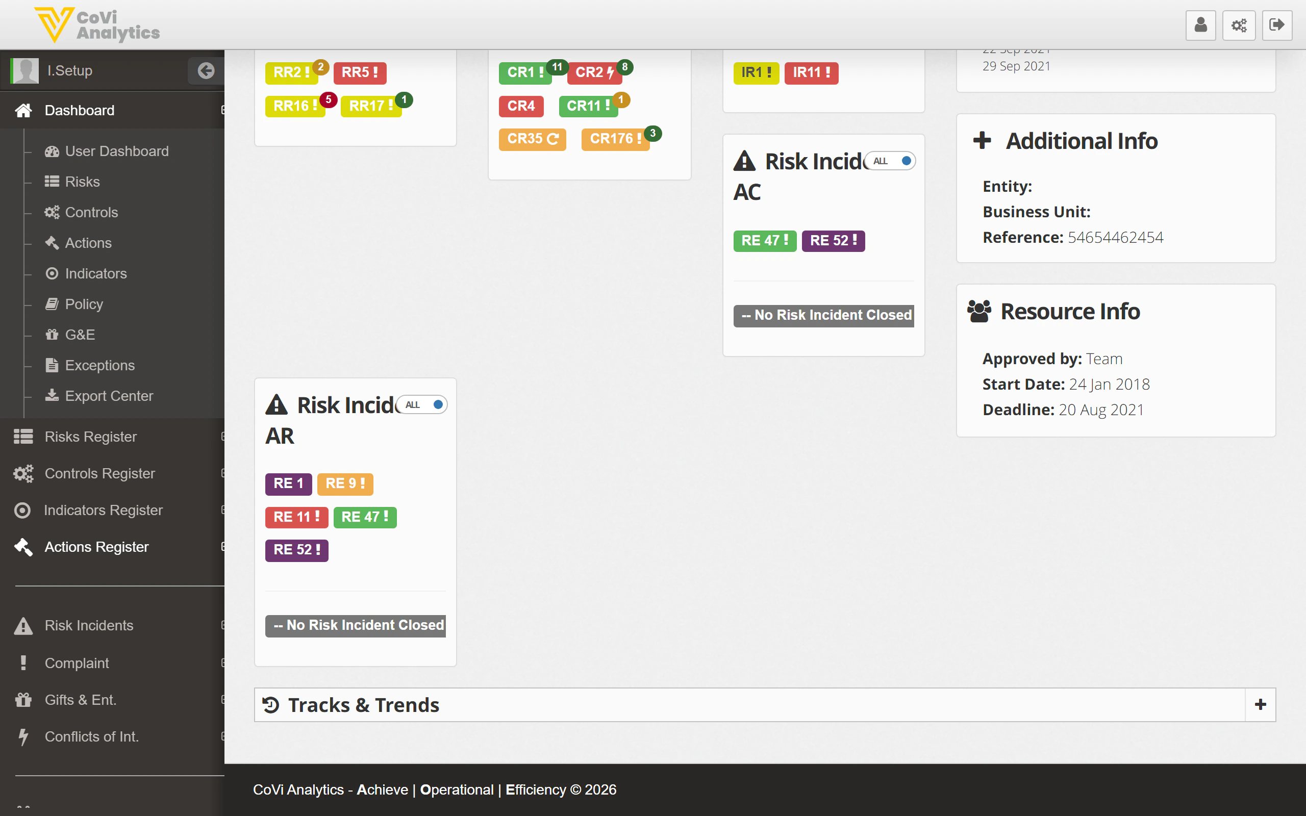 Linked items showing Risks and Controls connected to this action