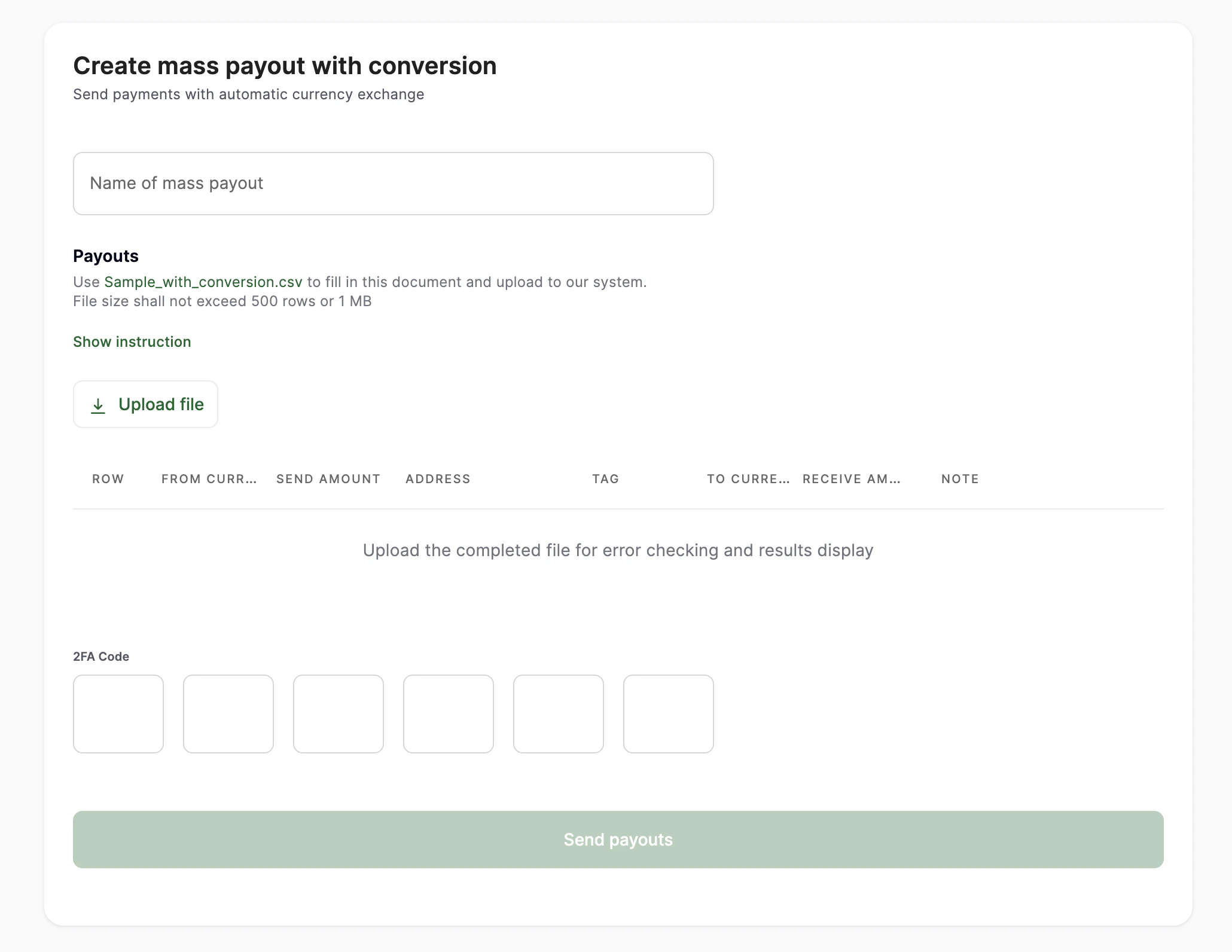 Send Mass Payouts 500