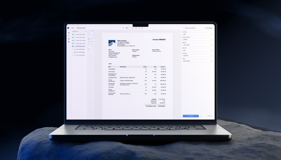 Cradl AI - Document automation platform Main dashboard interface