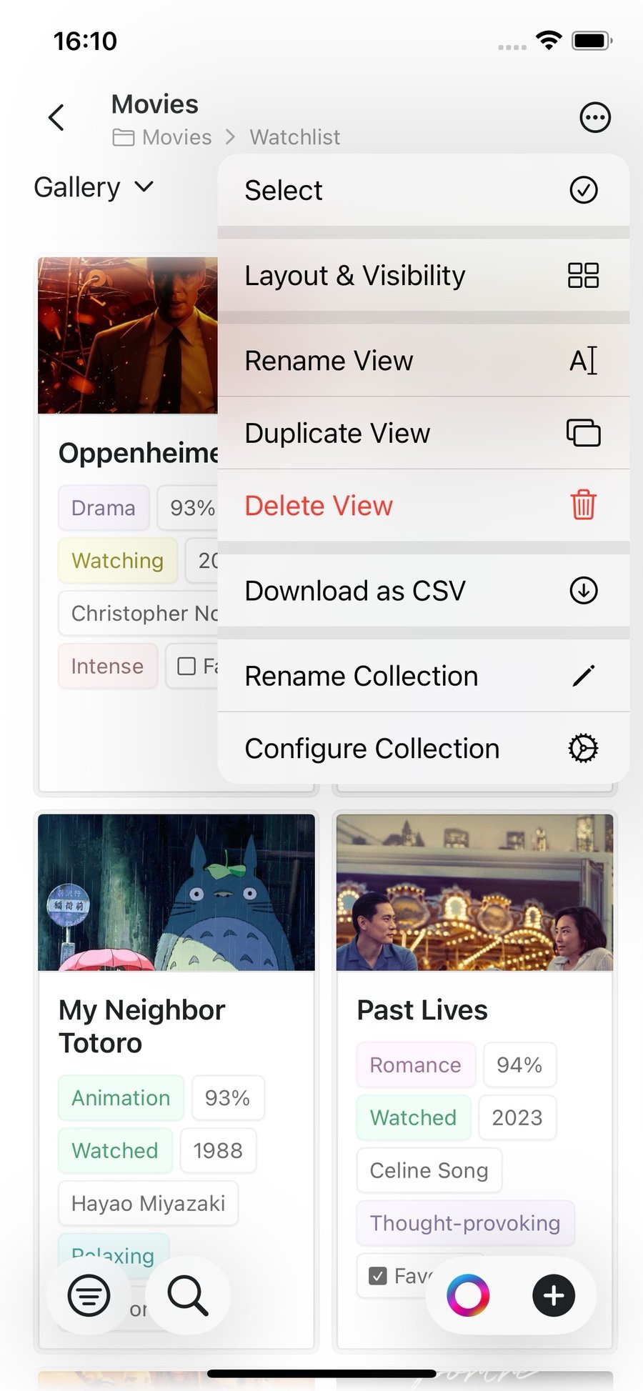 Configure menu on iOS