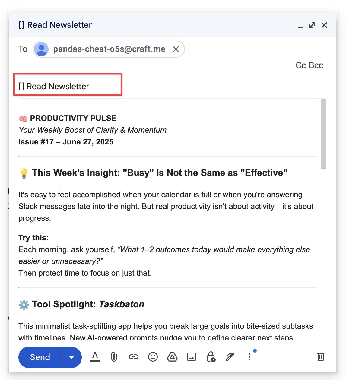 Email with task marker