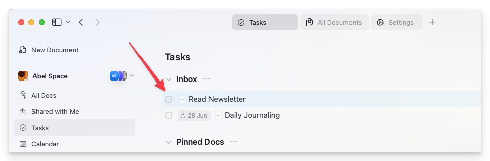 Task appears in inbox