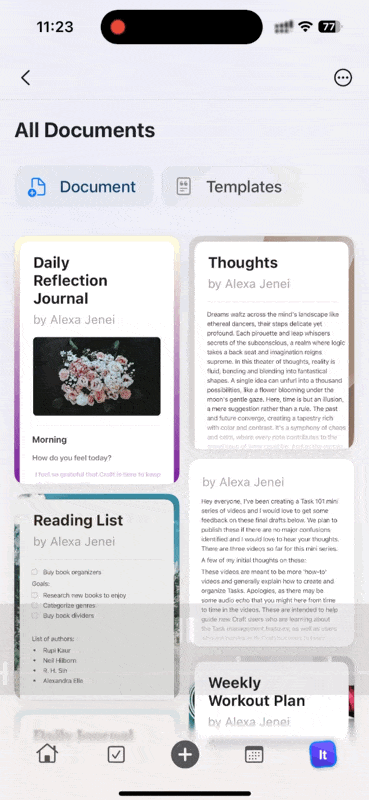 Deleting from document details on iOS