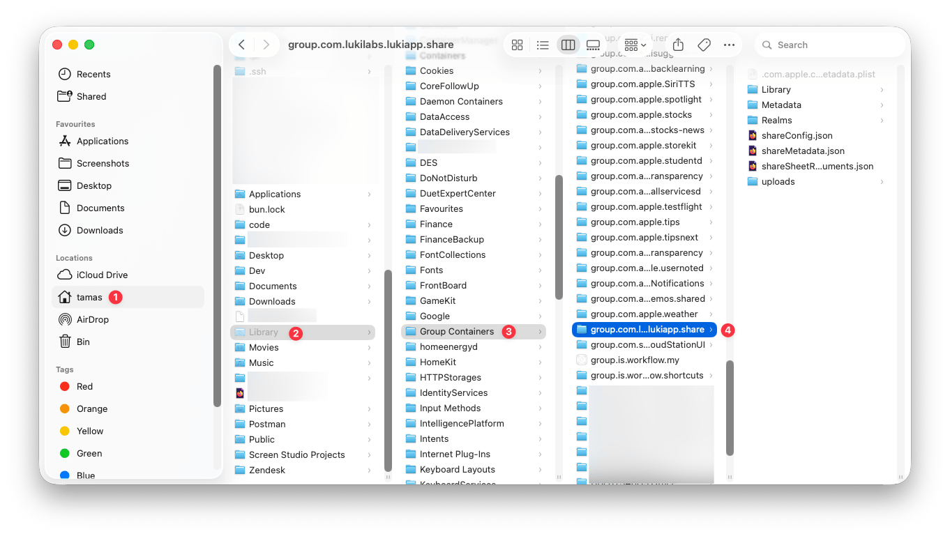 Setapp folder structure showing library containers