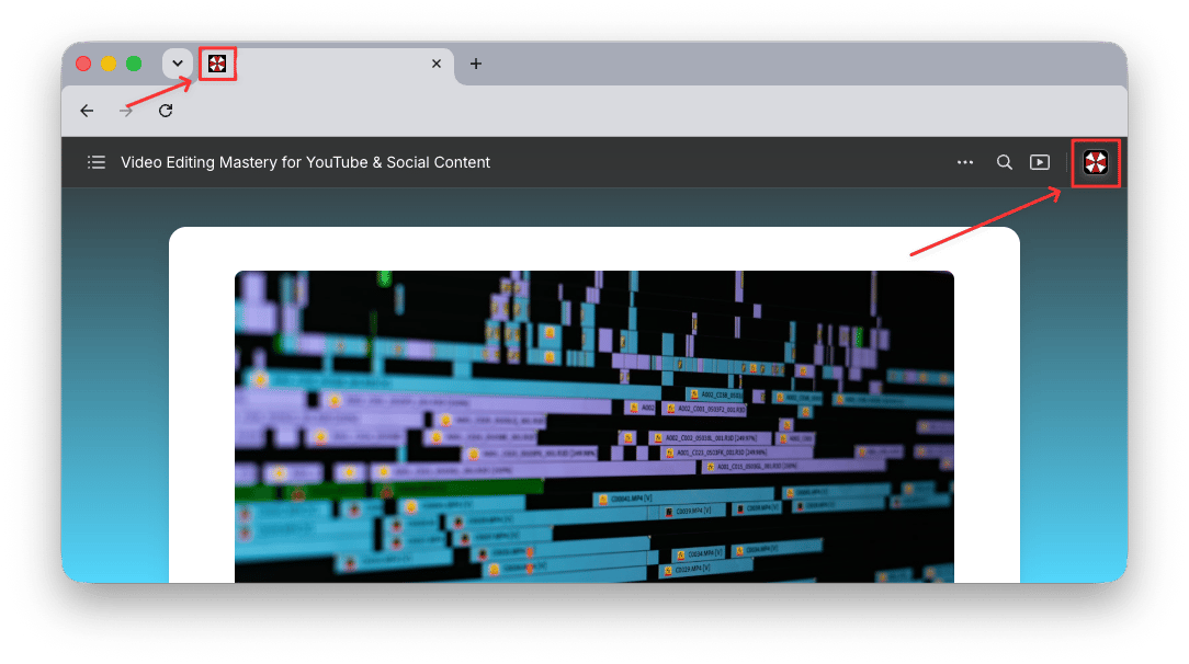 Published page showing logo in the header and browser tab