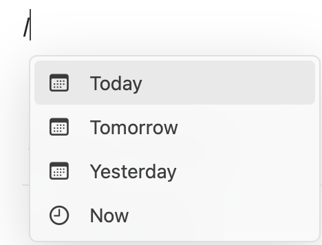 Adicionando uma data com o menu Slash