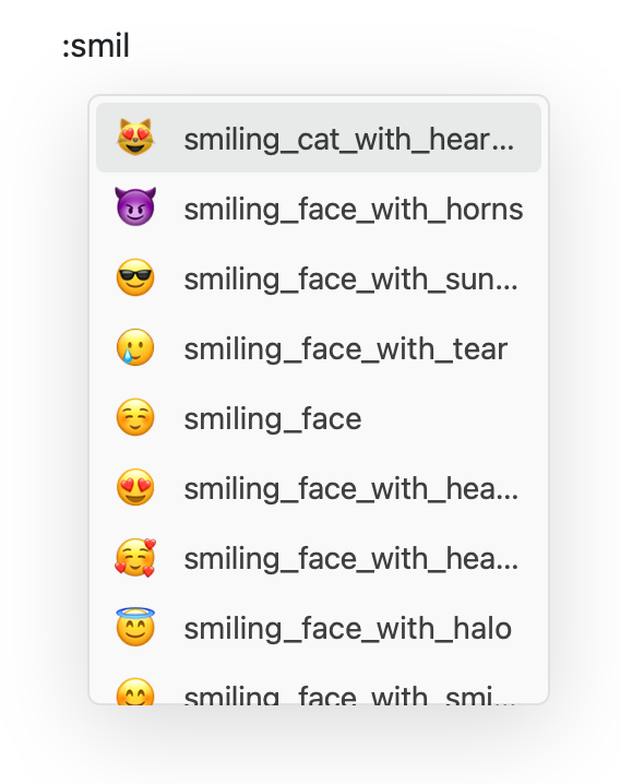 Seletor de emoji mostrando os emoji disponíveis