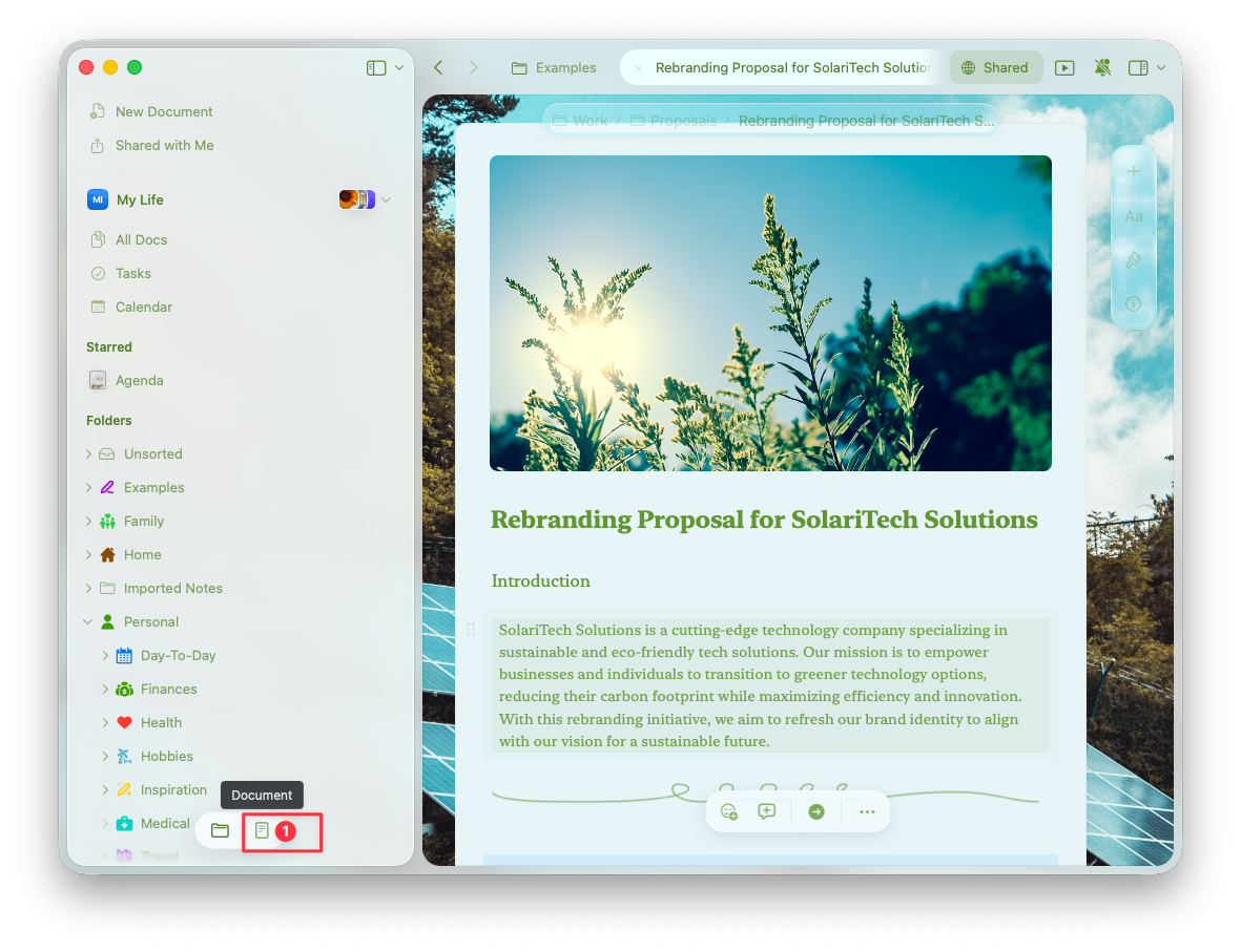 Find and Replace in the sidebar panel