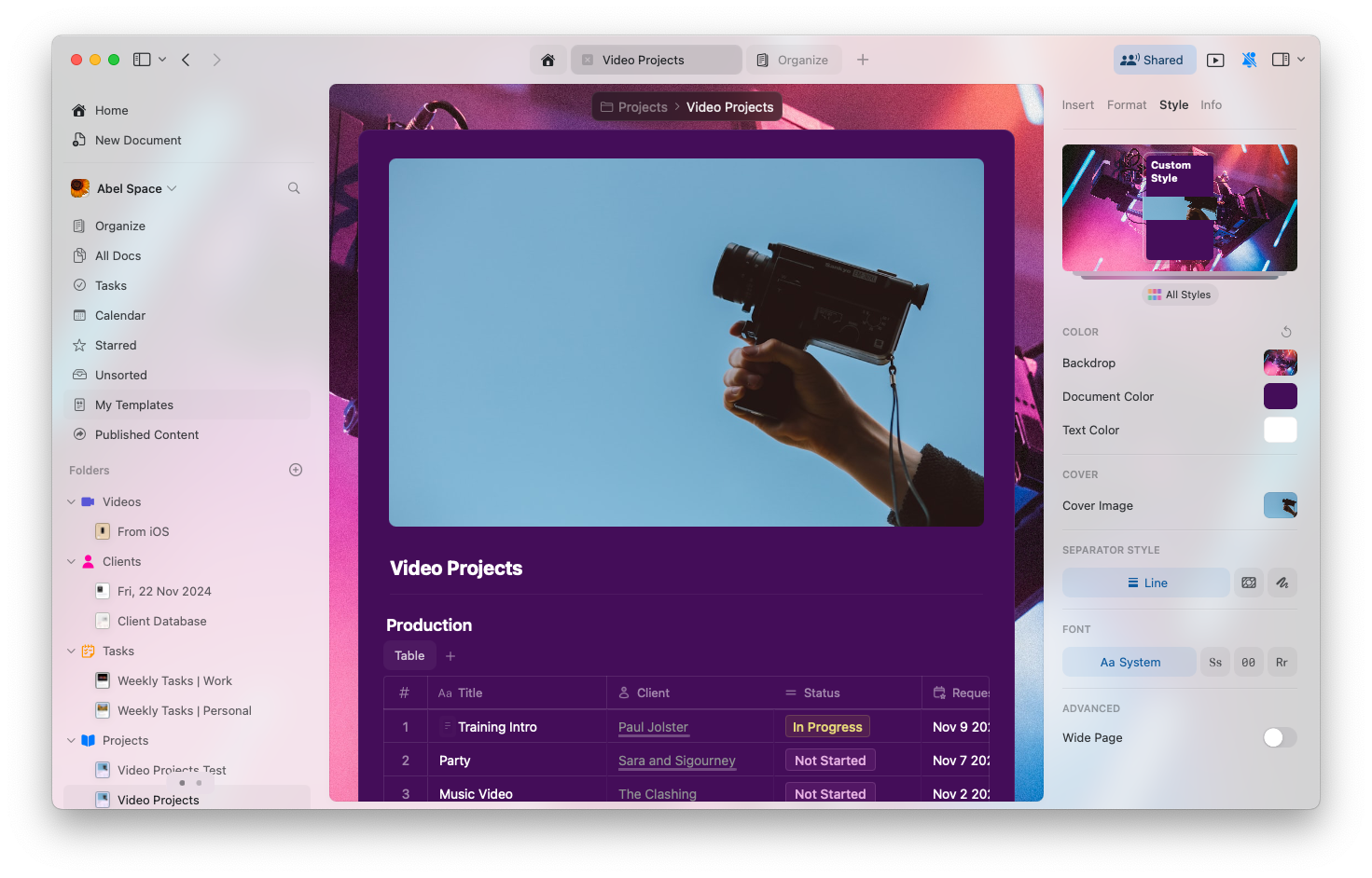 App with default interface colors