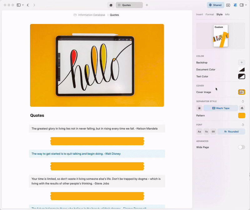 Personalizando cores do Documento