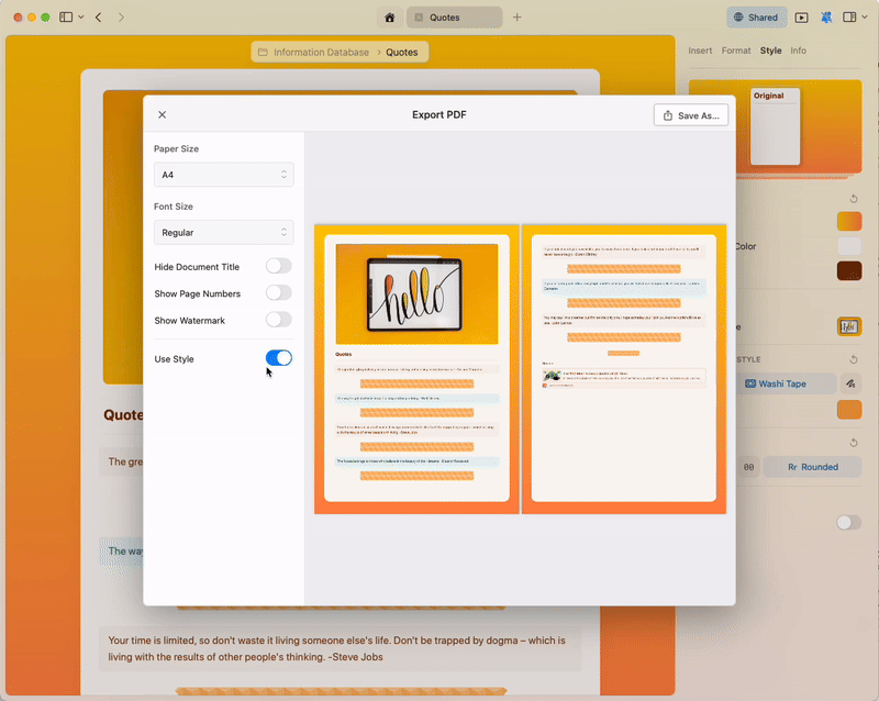 Desativando estilos durante a exportação para PDF