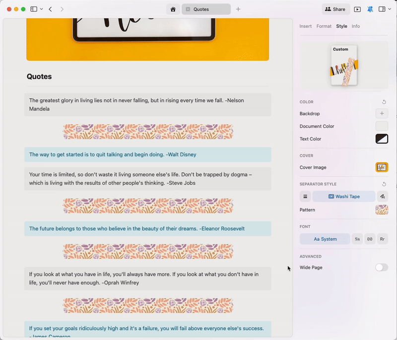 Alterando fontes do Documento