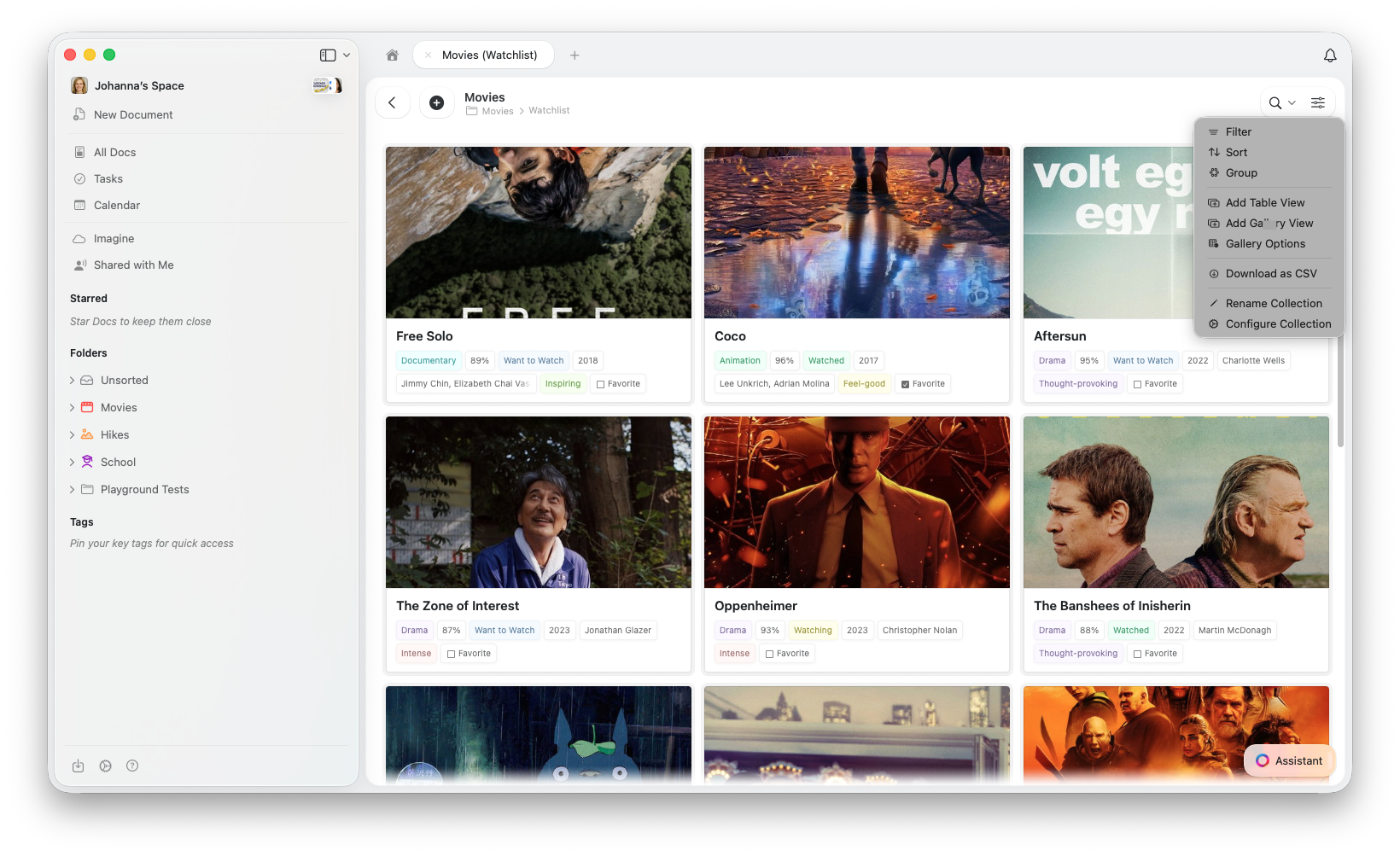 Configure menu showing Add Table View and Add Gallery View options