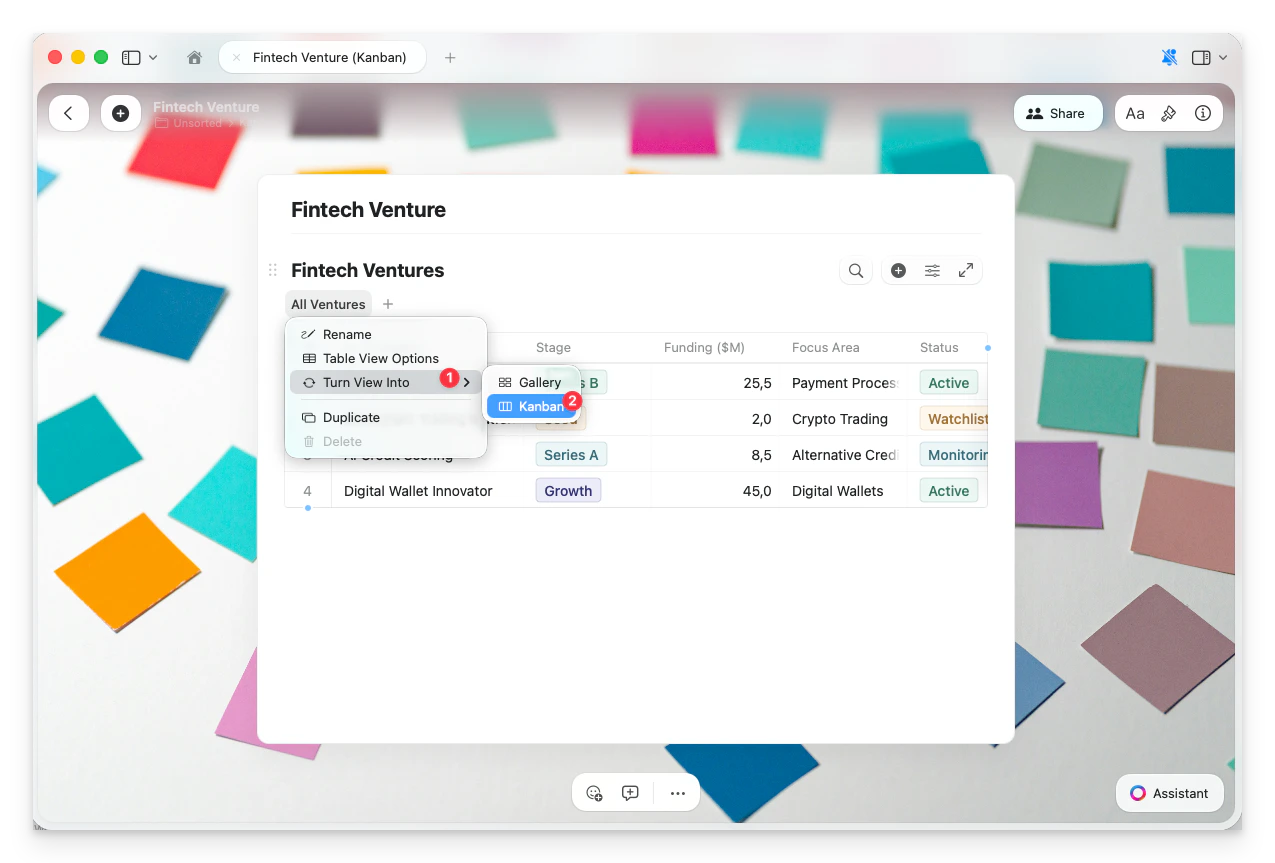 Turn View Into submenu with Gallery and Kanban options