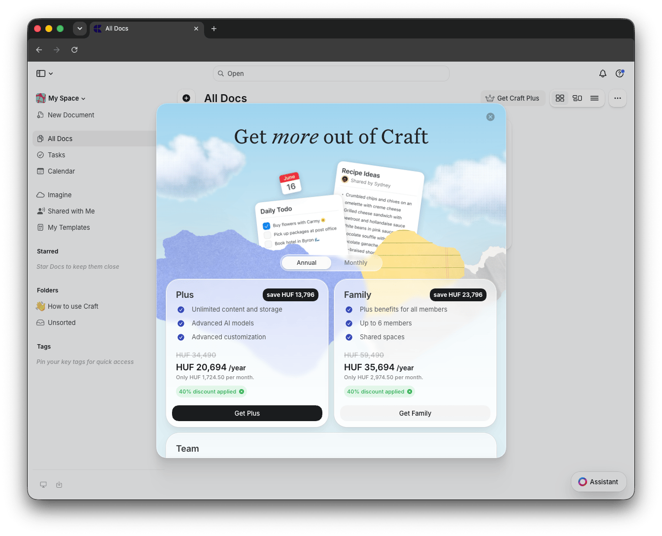 Pricing page with automatic discount applied