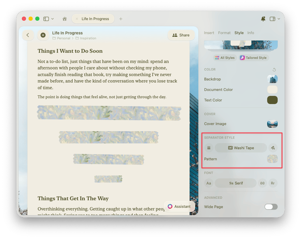 Trennelement-Stil Washi Tape