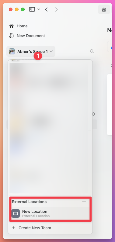 Create External Location option