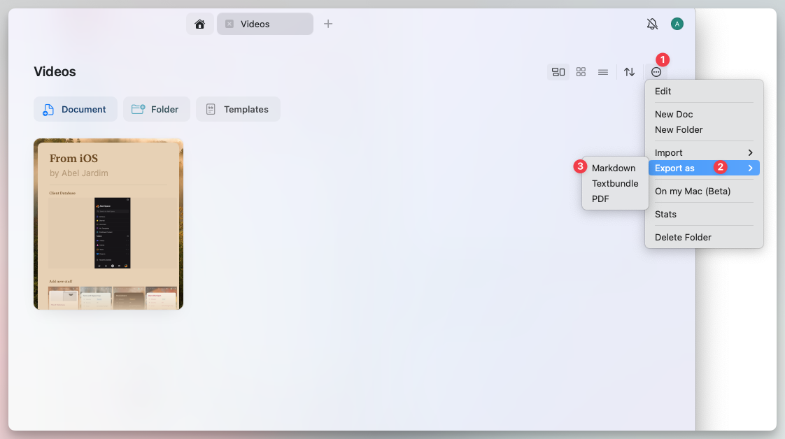 資料夾匯出選單