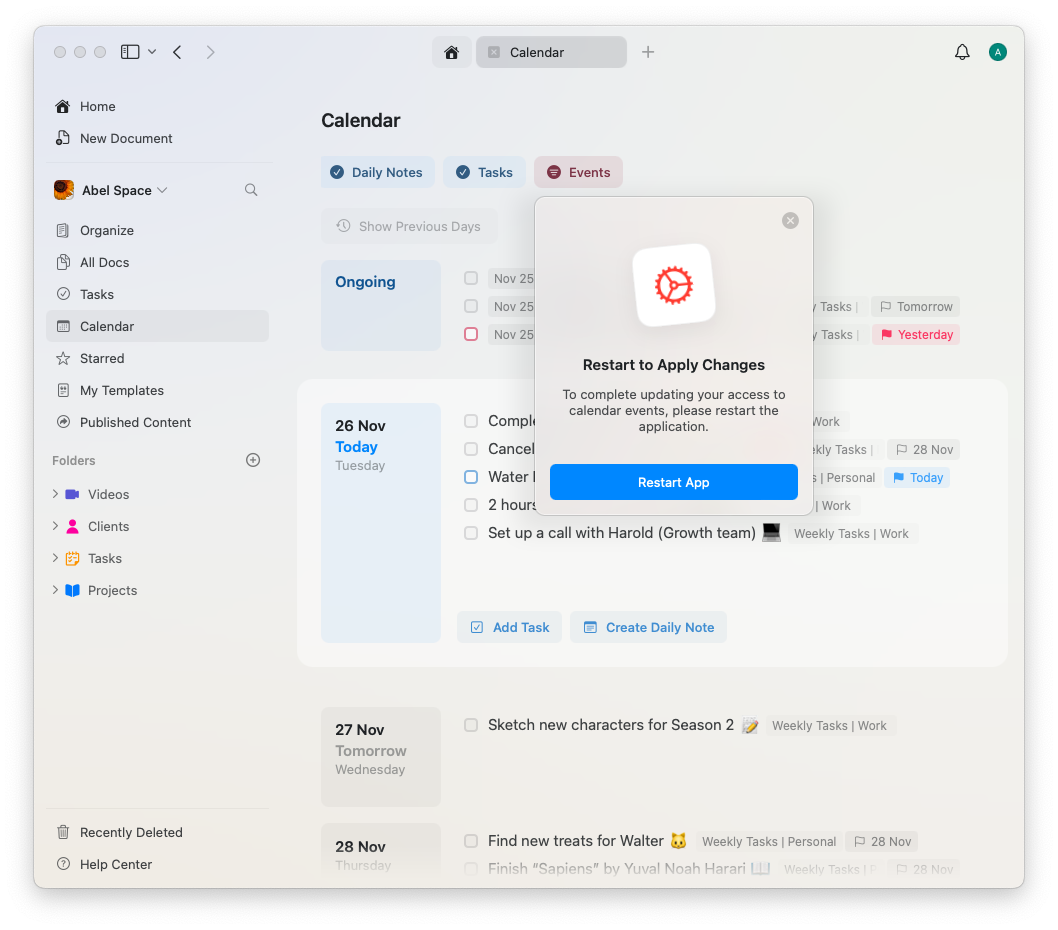 Restart Craft to apply changes