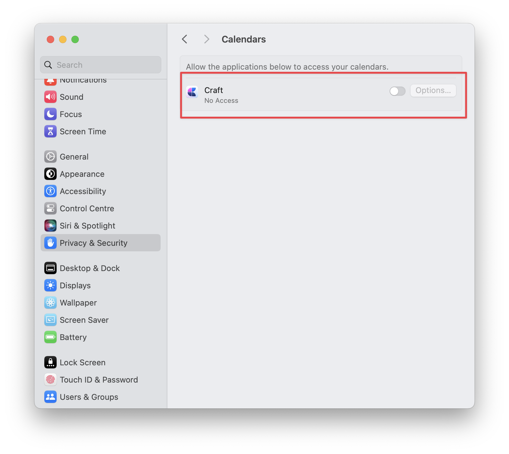 System prompt for calendar access