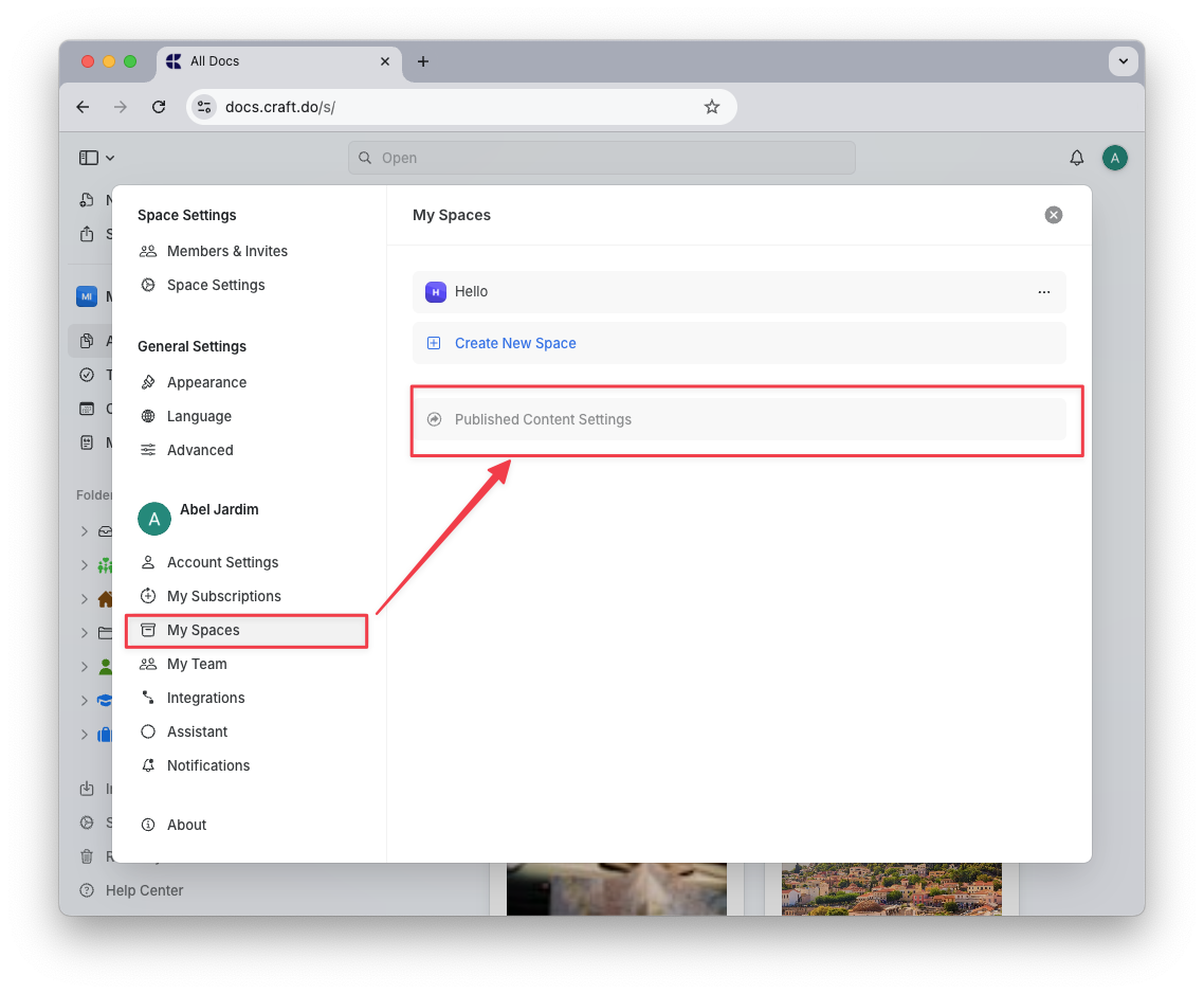Craft domain configuration panel