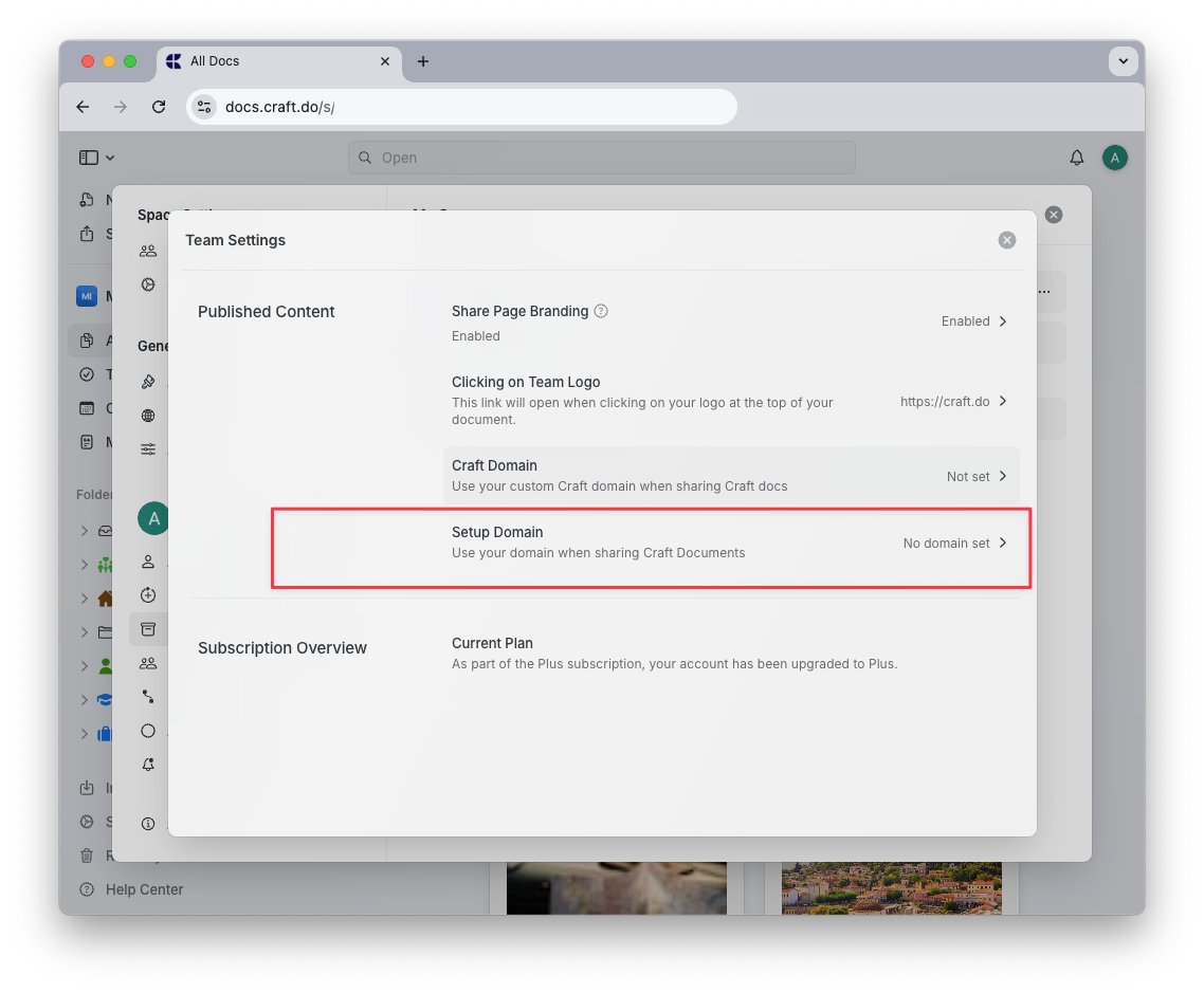 Custom domain configuration interface