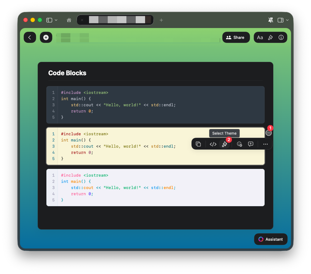Selecting a code theme