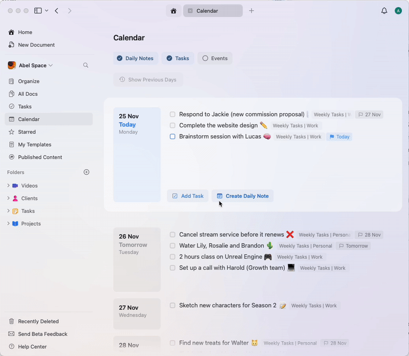 Drag and drop tasks to reschedule