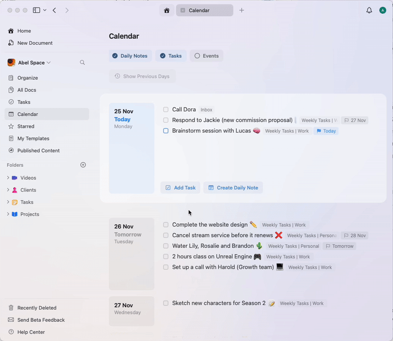 Enabling and viewing calendar events