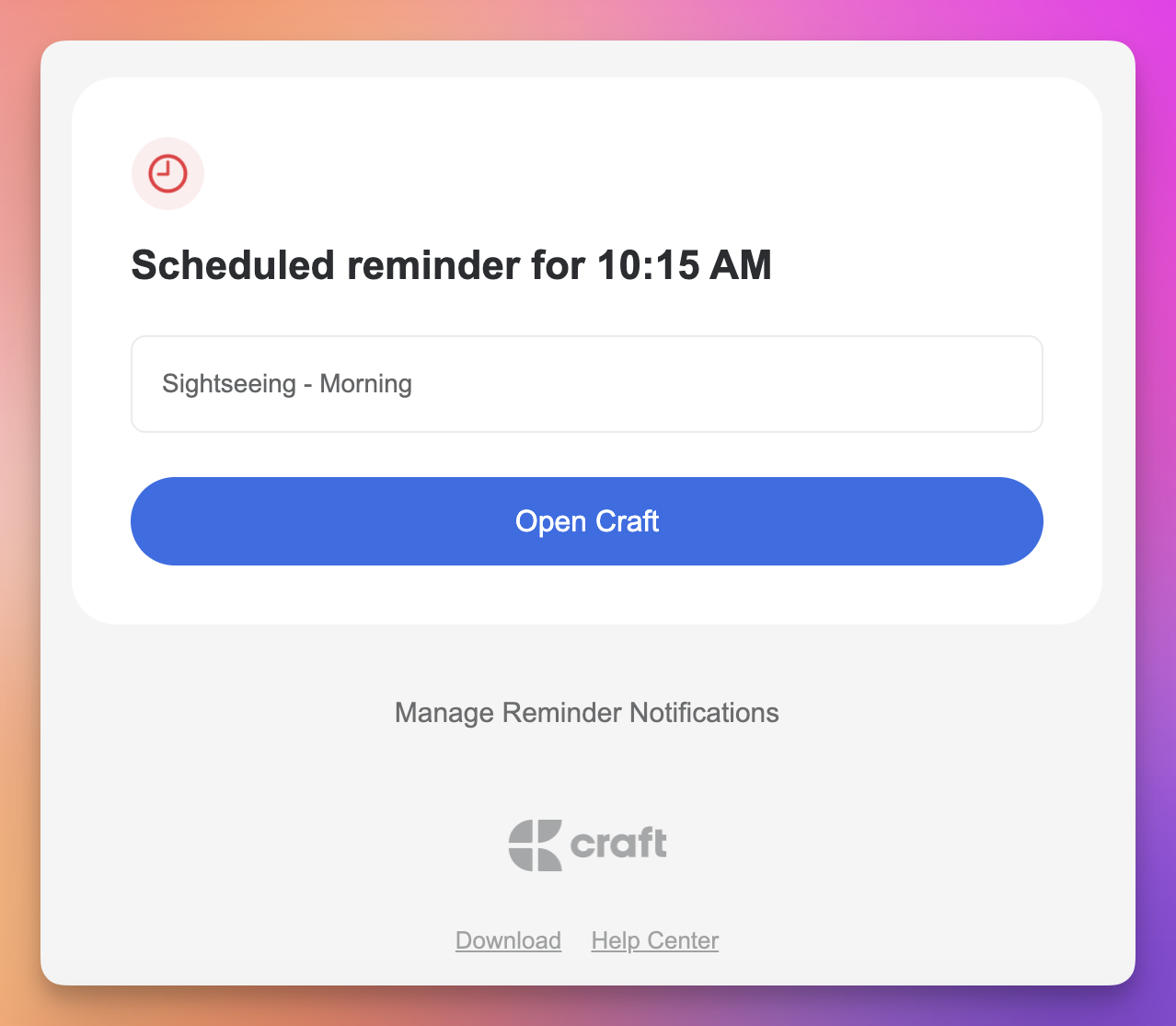 Email notification example