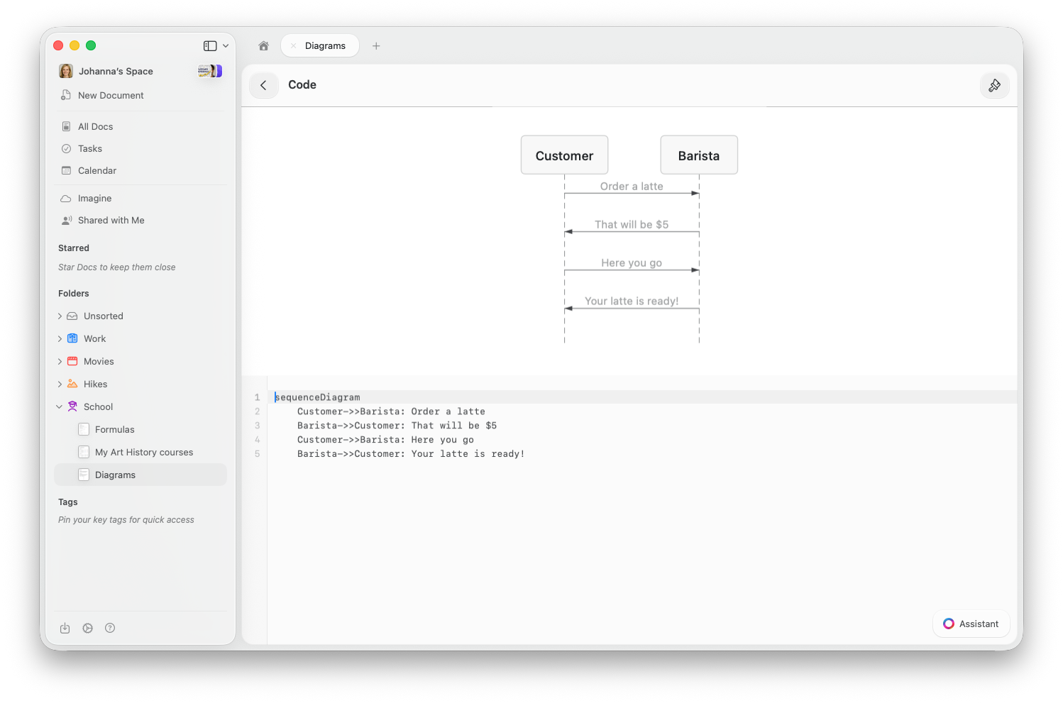 Split view with diagram preview on top and code editor below