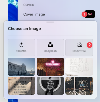 Opção de upload de imagem de capa