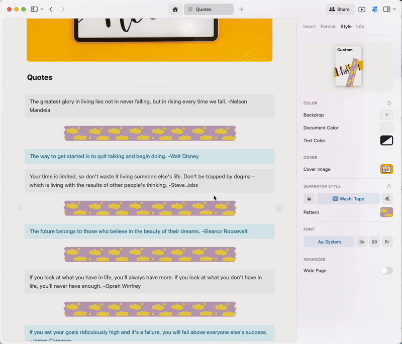 Navegando pela galeria de fitas Washi