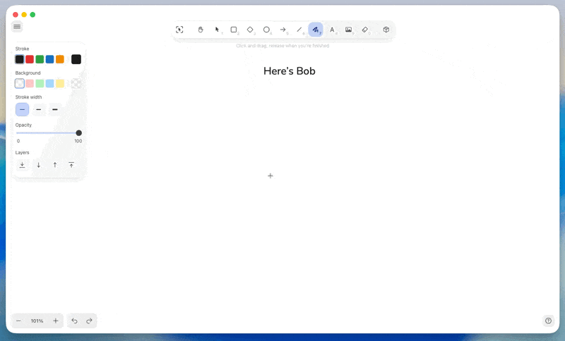 Freehand drawing with the pencil tool