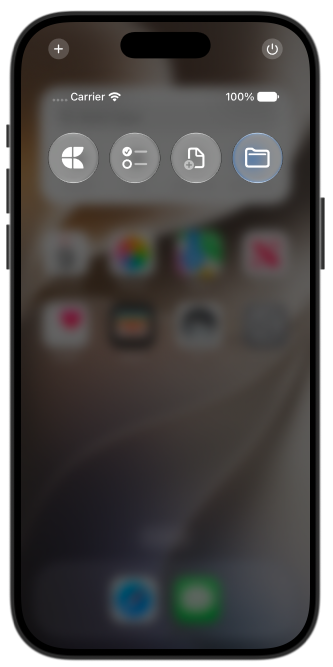 iPhone Control Center with a row of Craft controls