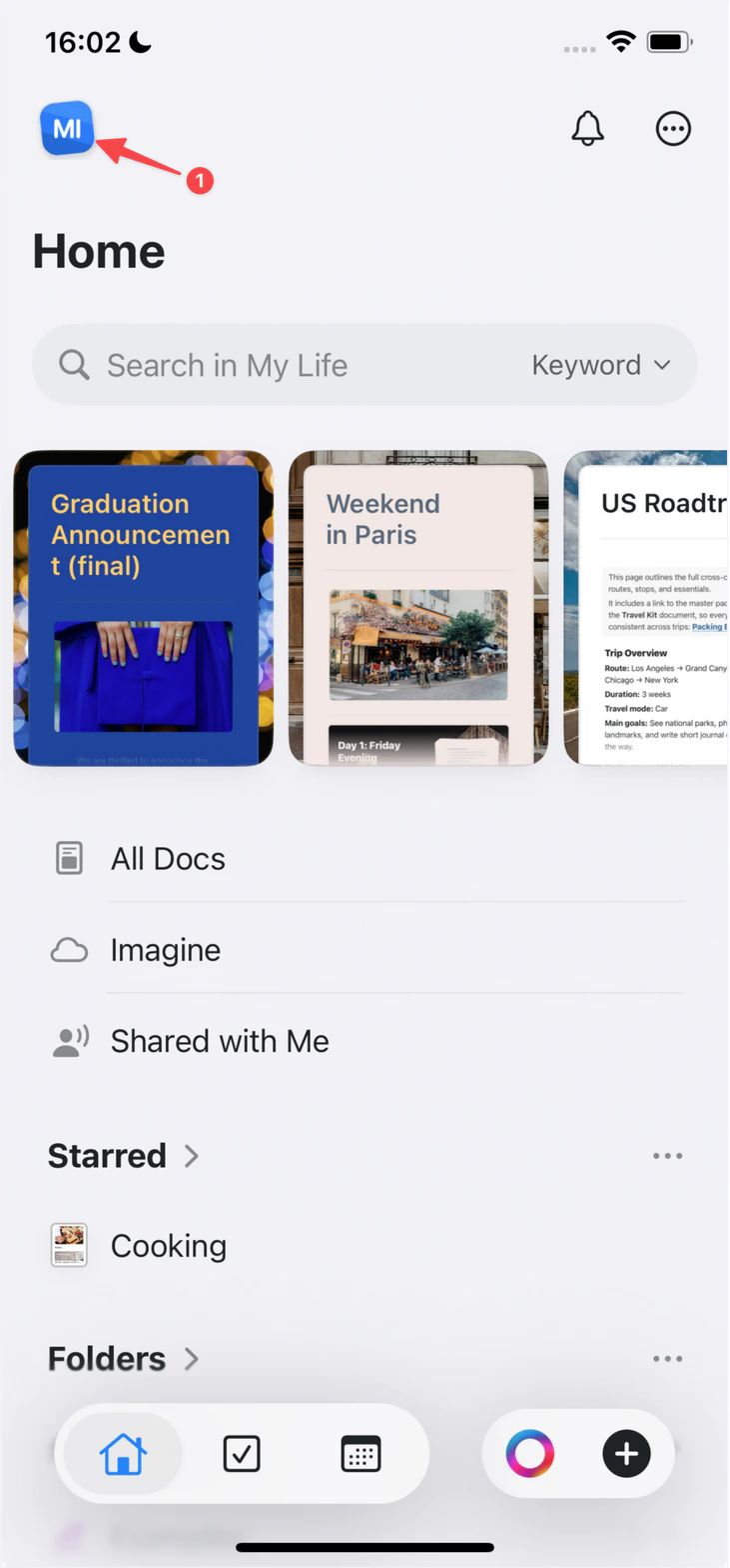 Space icon in the top-left corner