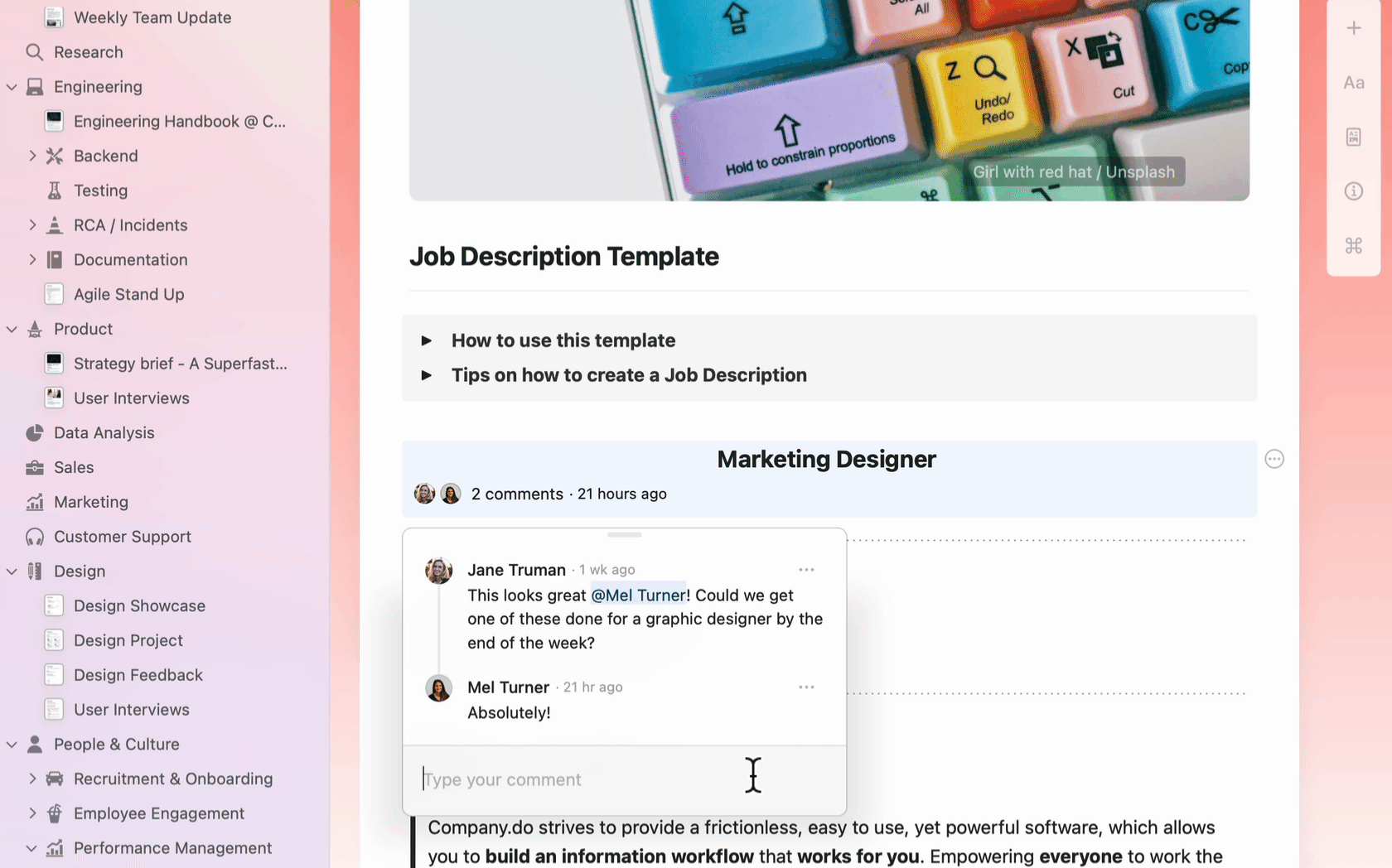 Applying formatting styles to comments