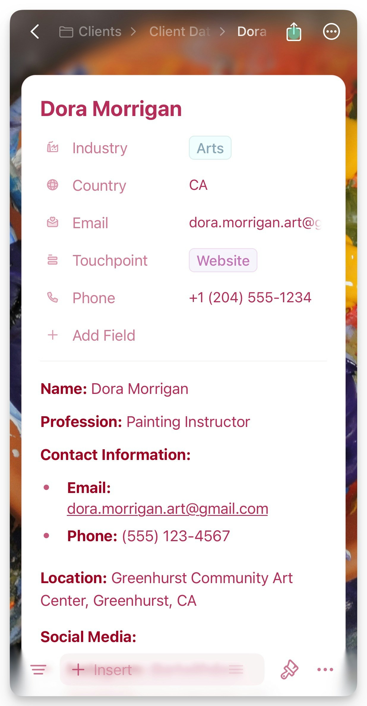 Client collection with multiple entries