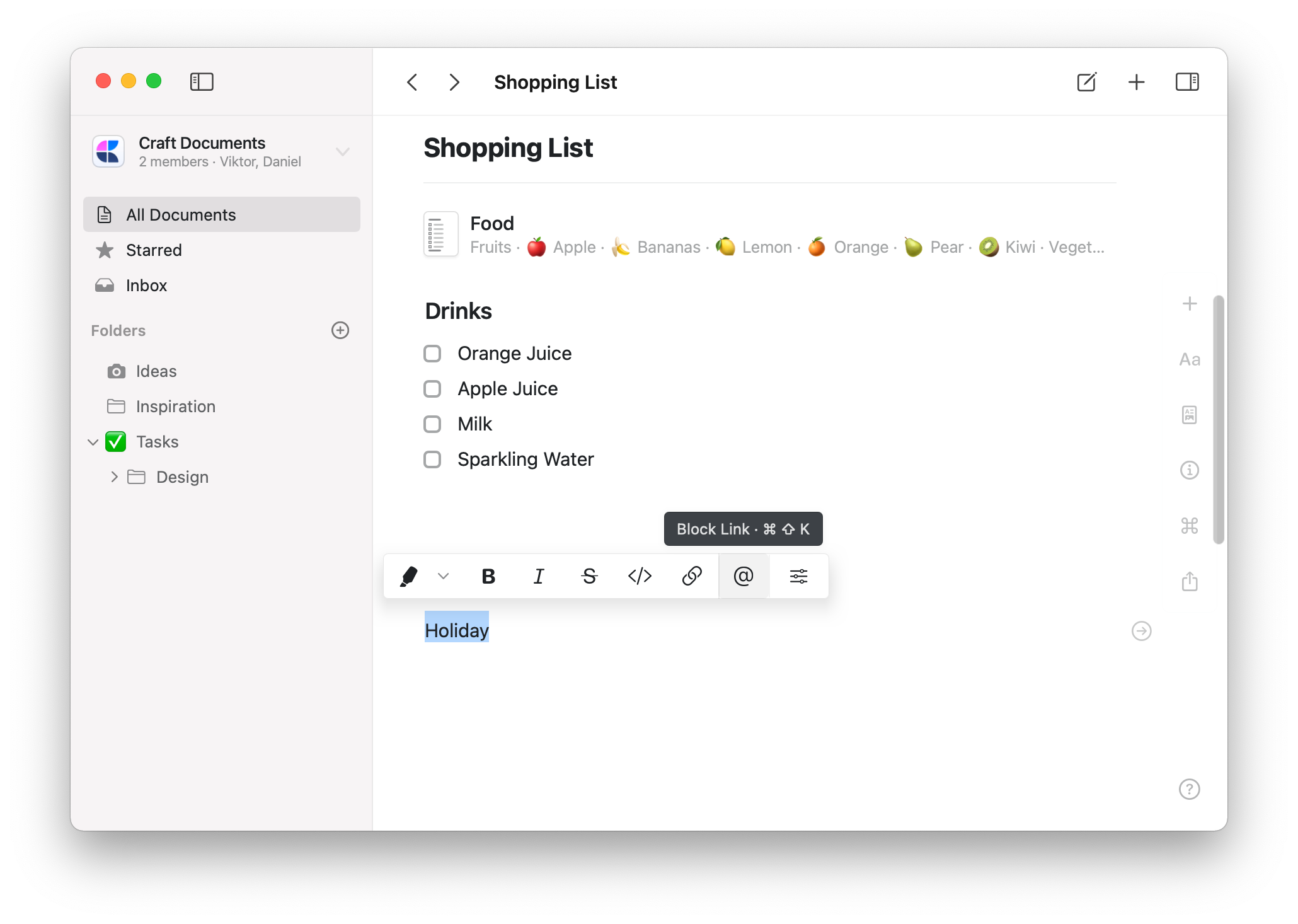 Creating a link from selected text