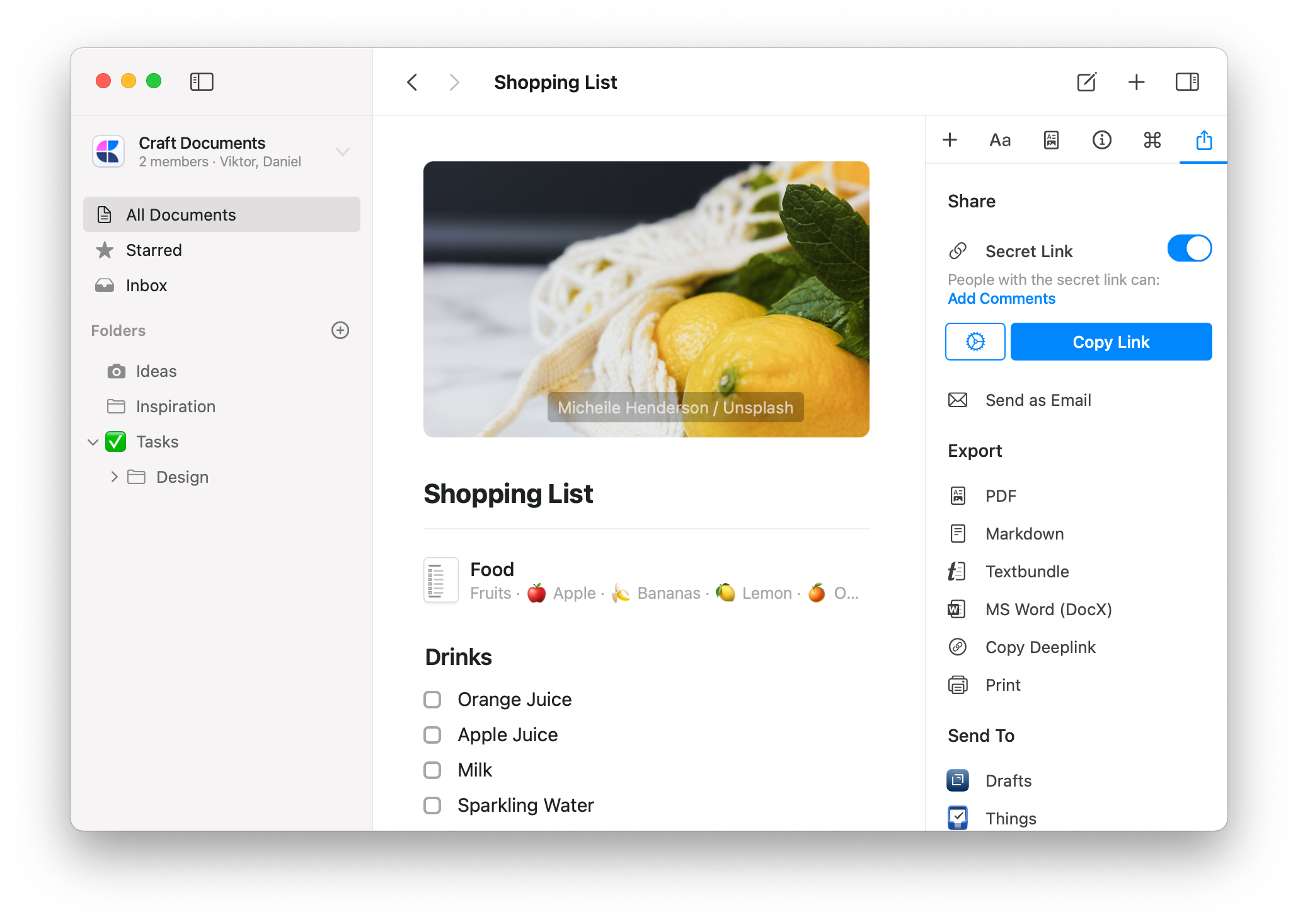 Creating a secret link for sharing
